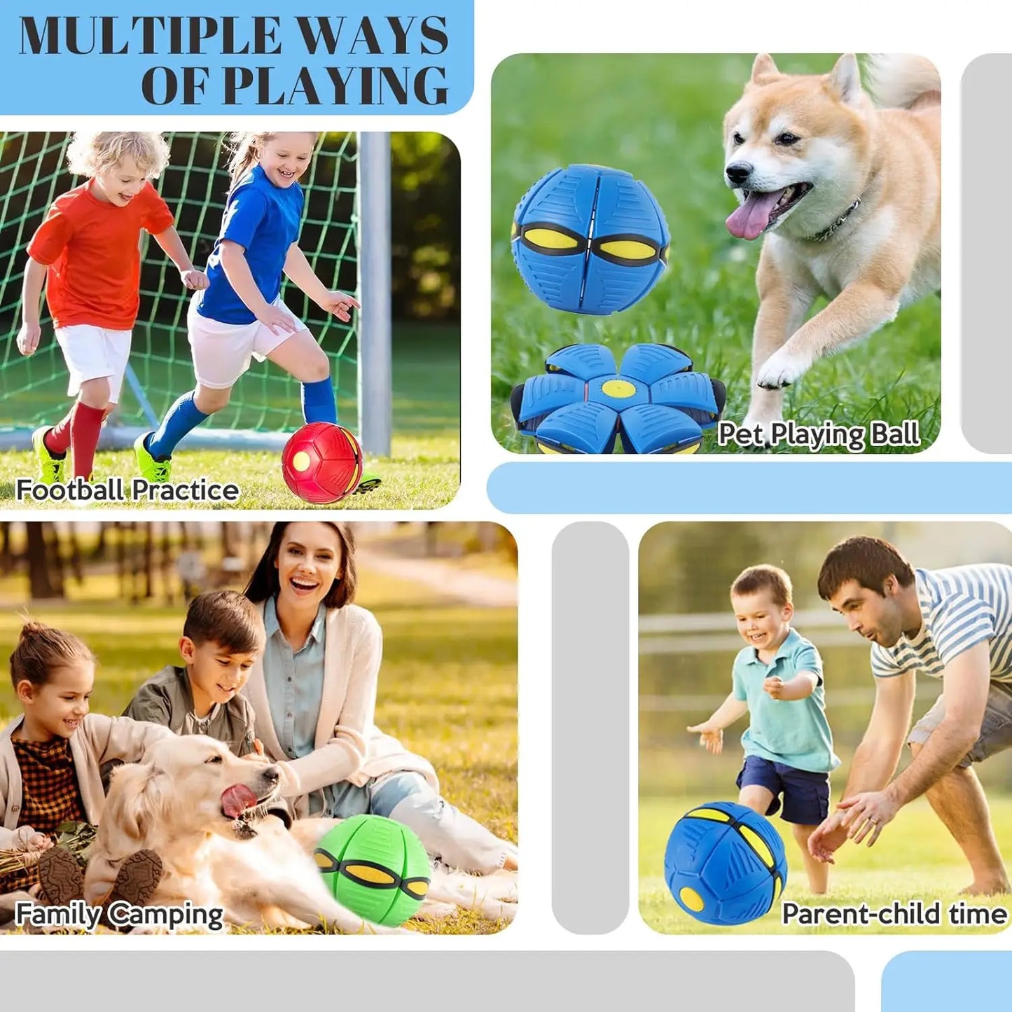 Flying Saucer Ball Magic Deformation UFO Flying Toys, Outdoor Flat Throw Doggy Disc Ball, Interactive Pet Toy, Stomping Deformat