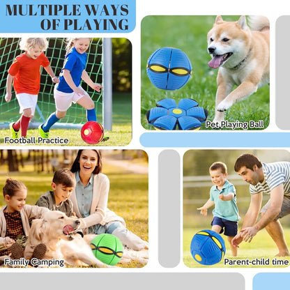 Flying Saucer Ball Magic Deformation UFO Flying Toys, Outdoor Flat Throw Doggy Disc Ball, Interactive Pet Toy, Stomping Deformat