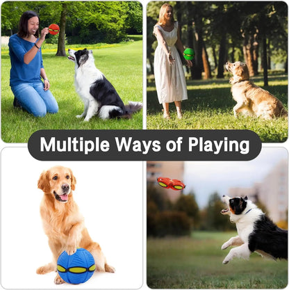 Flying Saucer Ball Magic Deformation UFO Flying Toys, Outdoor Flat Throw Doggy Disc Ball, Interactive Pet Toy, Stomping Deformat